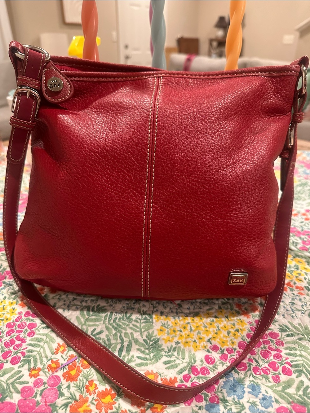 The Sak Red Pebbled Leather Hobo